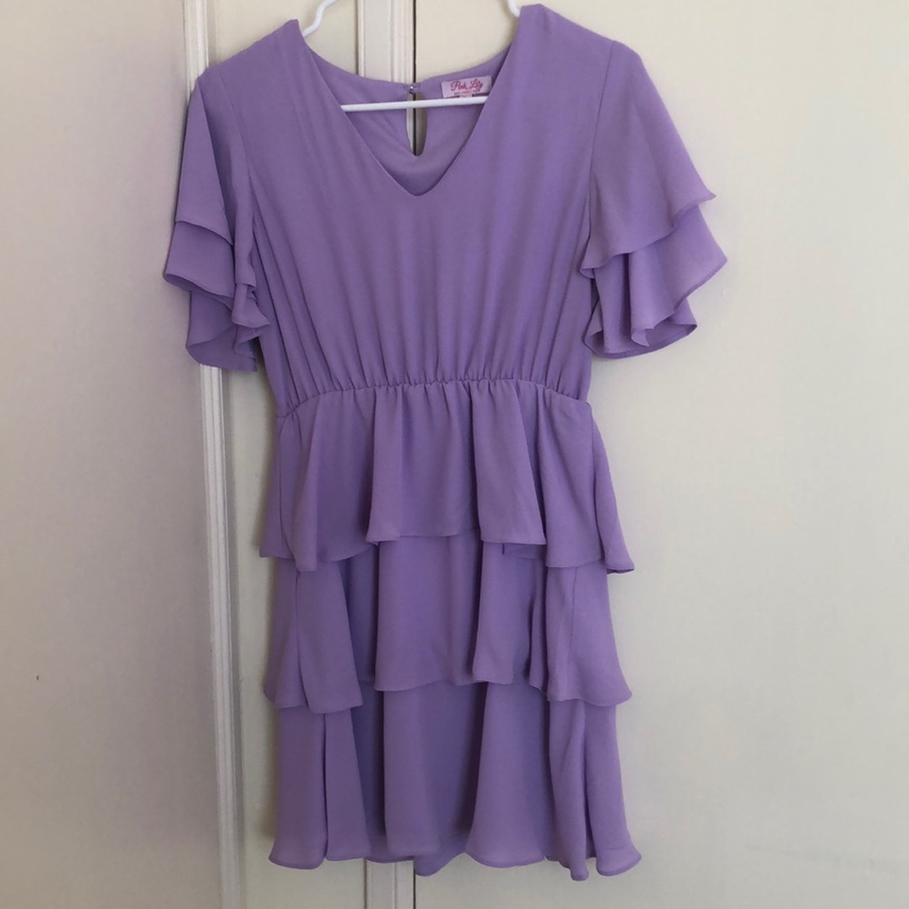 Pink Lily Boutique Purple Ruffle Mini Dress